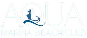 Aqua Marina Beach Club logo in white