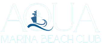 Aqua Marina Beach Club logo in white